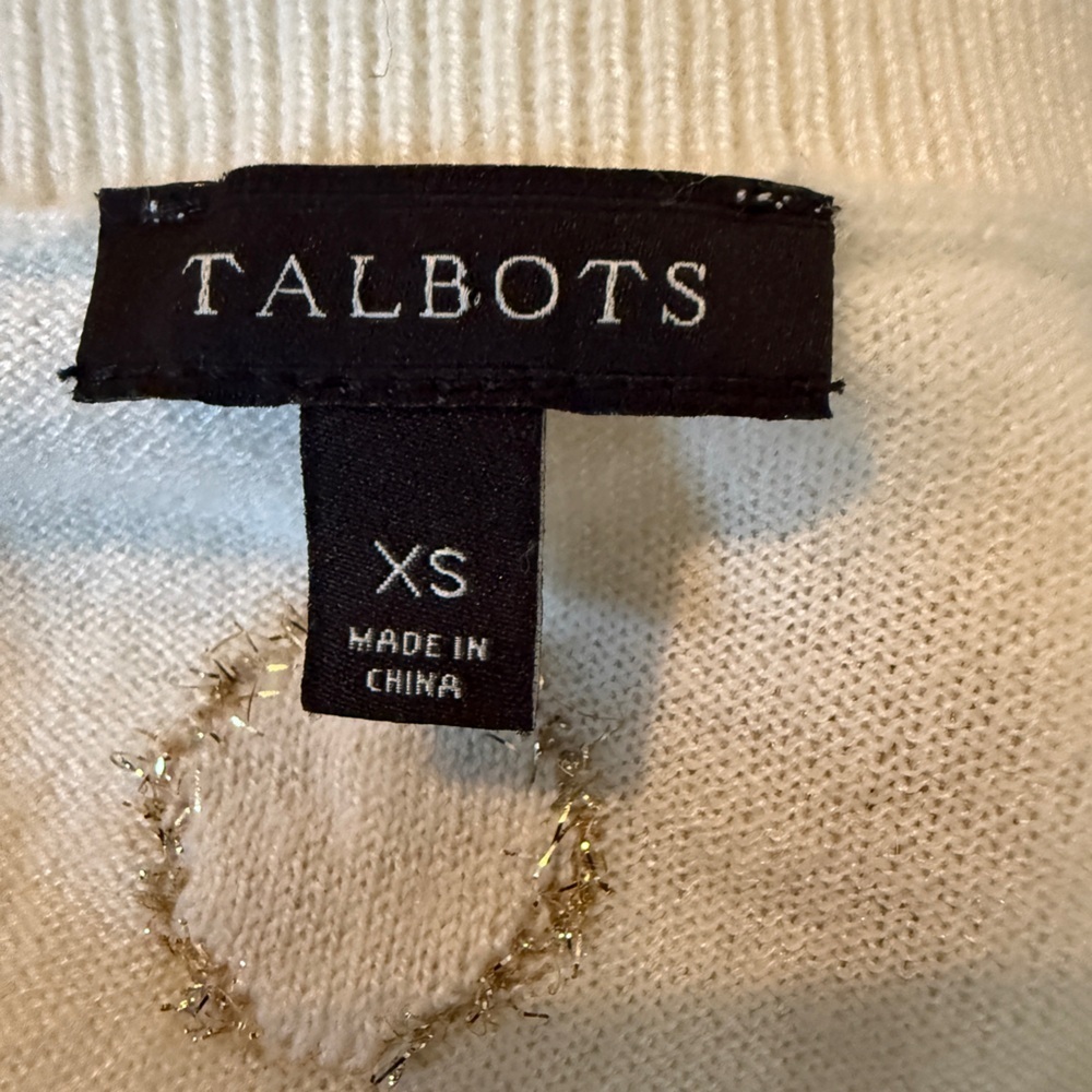 Active Seller! Talbots Cream Sweater with Gold Polka Dots - Picture 2 of 4